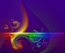 Abstract Rainbow Background With Curled Lines