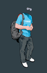 young man with a backpack