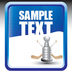 Poster - Hockey sticks and trophy on blue checkered backdrop