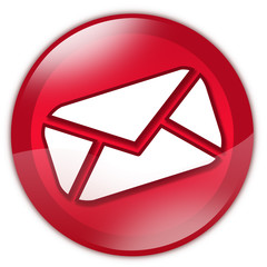 Poster - Red glass email button with envelope