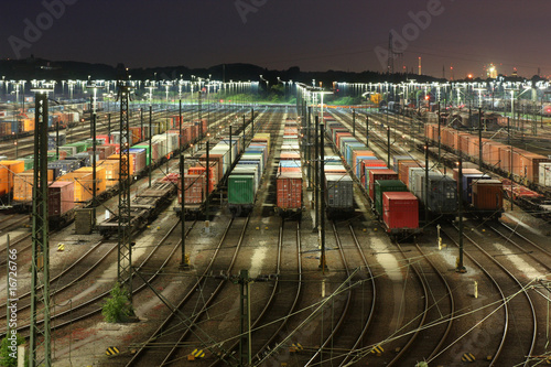 Fotografie, Obraz Rangierbahnhof Maschen bei Hamburg bei Nacht