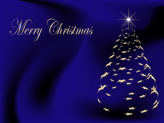 Poster - Blue abstract background with christmas tree