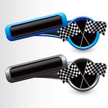 Tilted Blue And Black Tabs With Racing Flags