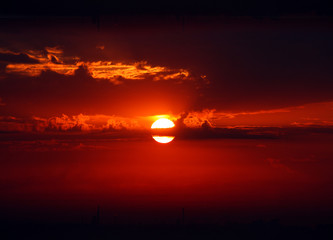 Wall Mural - dramatic red sunrise