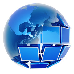 Poster - Global television. Hi-res digitally generated image.