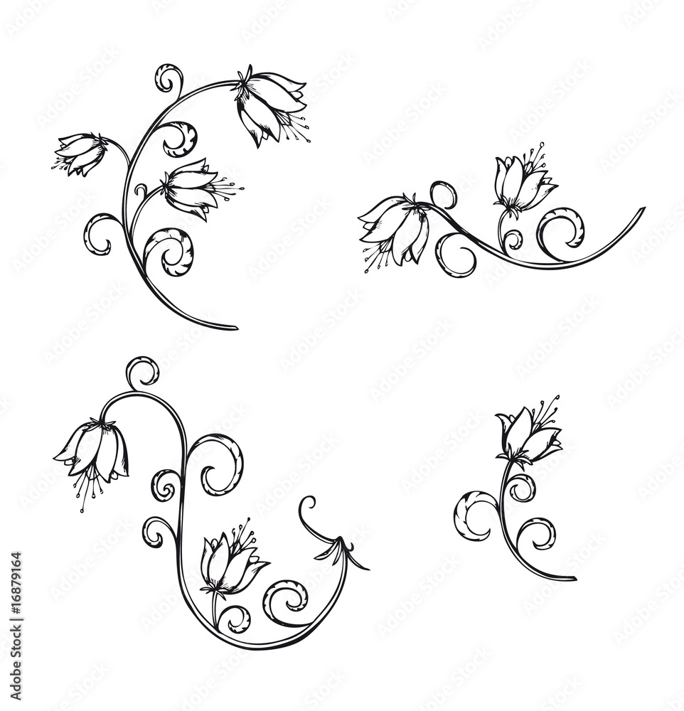 Blumen, Ranken, Verzierung, Design, Blüten Stock Vector