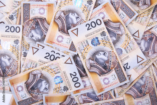 Cuadros en Lienzo background made of polish 200 zloty banknotes
