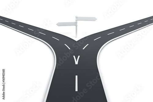 splitting road with blank r...