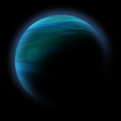 Wall Mural - abstract planet with sun flare in deep space - star nebula again