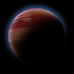 Wall Mural - abstract planet with sun flare in deep space - star nebula again