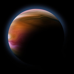 Wall Mural - abstract planet with sun flare in deep space - star nebula again