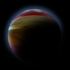 Wall Mural - abstract planet with sun flare in deep space - star nebula again