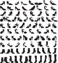 A Very Large Collection Of Almost 100 Shoe Silhouettes.