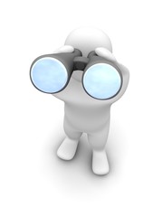 Poster - Man looking through binoculars. 3d rendered illustration.