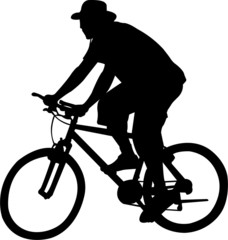 Poster - silhouette of bicyclist - vector