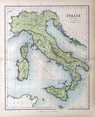 Fototapete - Old map of Italy, 1870
