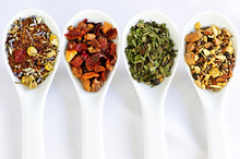 Assorted Herbal Wellness Dry Tea In Spoons
