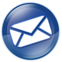 Poster - Blue glass email button with envelope