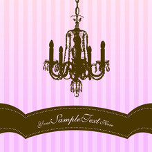 Chandelier On Pink Striped Background With Place For Your Text.