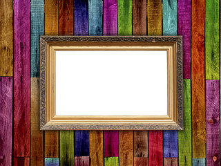 Vintage Frame on Colorful Wood Background