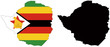 vector  map and flag of zimbabwe