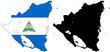 vector  map and flag of nicaragua