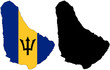 vector  map and flag of barbados