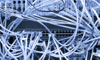  Fiber cables connected to servers