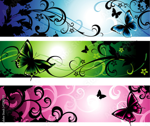 Plakat na zamówienie Kolorowe piękne banery z motylami