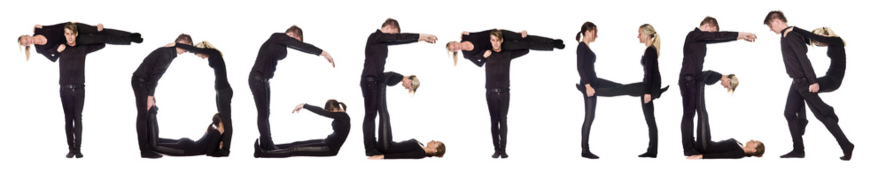 Group of people forming the word 'TOGETHER'