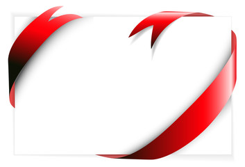 red ribbon around blank white paper