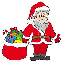 Poster - Happy Santa Claus with gifts