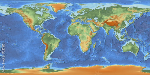 Naklejka na kafelki Weltkarte mit Relief