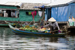 woman selling fruits on a boat in fishing village cambodia
