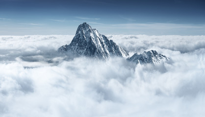 mountain in the clouds