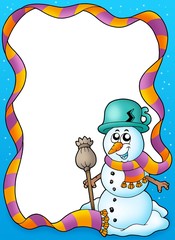 Poster - Winter frame with cute snowman