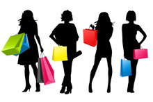 Silhouette Girls Shopping