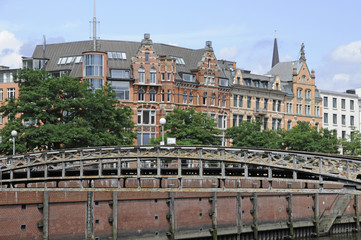 Sticker - Brücke nahe der Speicherstadt in Hamburg