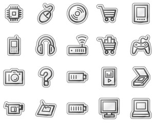 Wall Mural - Electronics web icons, grey sticker series