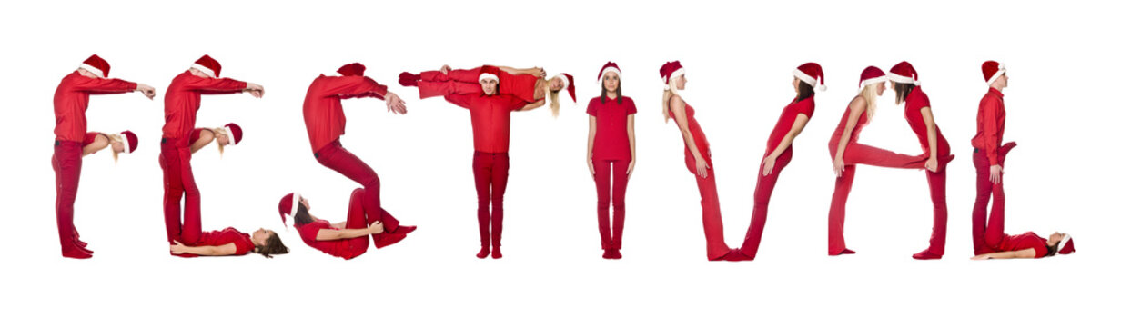 Elfs forming the phrase 'Festival''