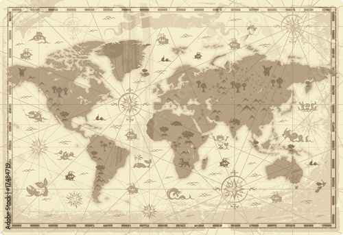 Naklejka na szafę Ancient World map