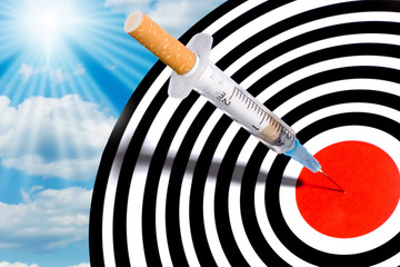 Wall Mural - cigarette syringe in target