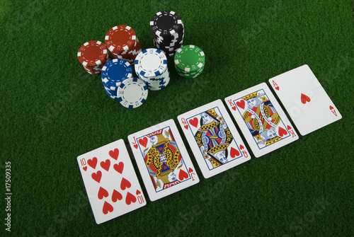 Fotomural Royal straight flush and some poker chips