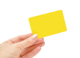 card in woman hand