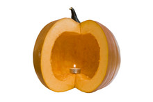 Hollow Pumpkin With Candle Inside