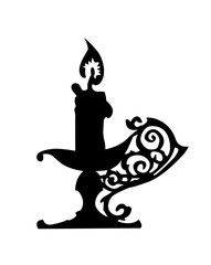 Wall Mural - silhouette of the candlestick on white background