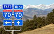 Interstate 70 road signs, Colorado.  Good travel background