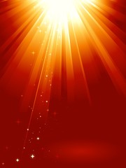 Canvas Print - Red golden light burst with stars