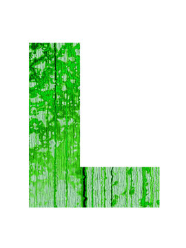high resolution green and old L font isolated on white