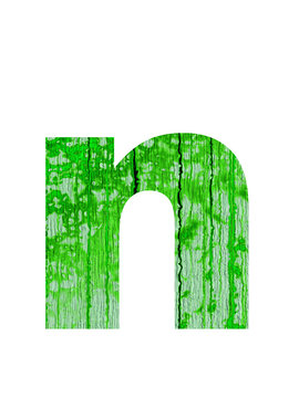 high resolution green and old n font isolated on white